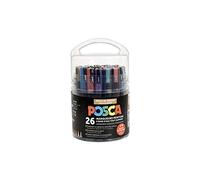 Posca Pack XL 26 marqueurs – PC3M/PC5M – Métallisés & pailletés – 6 pointes de rechange