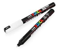 Posca Uni PC-1MR Lot de 2 marqueurs peinture Noir et blanc 0,7 mm
