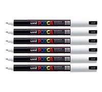 Posca Uni PC-1MR Lot de 6 marqueurs de peinture blanche ultra fins avec pointe de 0,7 mm pour écrire sur n'importe quelle surface en tissu, verre, pierre, métal, bois, plastique