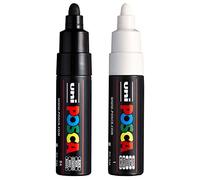 Posca Uni PC-7M Lot de 2 marqueurs à pointe ogive large 4,5-5,5 mm Noir et blanc