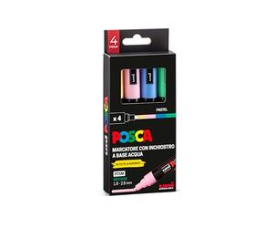 POSCA - Uniposca Set avec marqueurs acryliques pointe ronde 1,8-2,5 mm, couleurs pour tissus, bois, verre et autres, marqueurs aquarellables Uni Posca professionnels et papeterie, résistants à