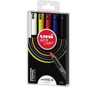 Posca - Uniposca Set Complet Avec 5 Feutres Pointe Extra Fine, 0,7 Mm, Marqueurs Acryliques Uni Posca Parfaits Comme Couleurs Pour Enfants Et Artistes, Papeterie, Couleurs Tissées Et Autres Surfaces