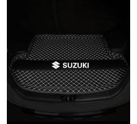 POSDLQU Tapis Coffre de Voiture en Cuir pour Suzuki S-Cross 2014-2024, Doublure Coffre ArrièRe avec Bords Hauts, Bac Protection Cargaison Anti-Salissure, Antidérapant Housse Coffre,Black Beige