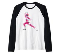 Pose d'action de Mighty Morphin Power Rangers Pink Ranger Manche Raglan
