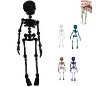 Poseable Skeleton Fridge Magnet, 3D Printed Articulated Skeleton, Mini Magnetic Skeleton with Movable Joints, Interesting Multi-Color Human Skull Magnetic Decorations for Halloween
