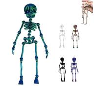 Poseable Skeleton Fridge Magnet, 3D Printed Articulated Skeleton, Mini Magnetic Skeleton with Movable Joints, Interesting Multi-Color Human Skull Magnetic Decorations for Halloween