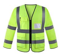 POSEDWRA Gilet réfléchissant à Manches Longues, Gilet de sécurité, Construction, Cyclisme, assainissement de l'environnement, vêtements de Travail, Protection Solaire