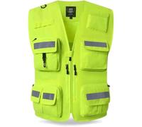 POSEDWRA Gilet réfléchissant Gilet de Pompier d'urgence Gilet de Sauvetage Routier volontaire Gilet Multi-Poches Combinaison réfléchissante