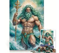 Poséidon, Dieu de la mer Puzzle de 1000 pièces pour Adolescents Jeu de logique et de Train Anti-Stress Découpe Lisse Cadeau mémorable (50x75cm)
