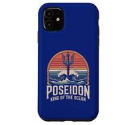 Poseidon King of The Ocean Trident Waves Illustration rétro Coque pour iPhone 11