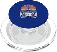 Poseidon King of The Ocean Trident Waves Illustration rétro PopSockets PopGrip pour MagSafe