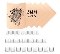 POSEIDON Kit d'entraînement de tatouage 306 pièces - 6 pièces de 15 x 19,8 cm de 3 mm et 300 tasses d'encre de tatouage mixtes | Feuilles d'entraînement réalistes en silicone et fournitures de pochoir