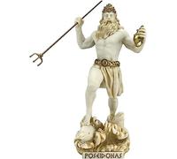 Poséidon Statue grecque de Neptune Dieu de la mer Sculpture Figurine Couleur vieillie 22,9 cm