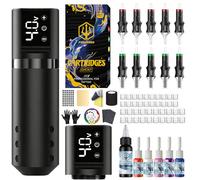 POSEIDON Stylo de Tatouage Rotatif Sans Fil - Kit Débutant avec 10 Aiguilles, Encre et 2 Batteries
