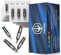 Poseidon Tattoo Cartridge Needles 50pcs Assorted Mixed Size Round Liner Shader Magnum Curved/Round Mag 5rl 7rl 9rl 5rs 7rs 9rs 15m1 21m1 15cm 21cm Disposable Membrane Tattoo Needles