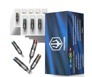 Poseidon Tattoo Cartridge Needles 50Pcs Assorted Mixed Size Round Liner Shader Magnum Curved/Round Mag 5rl 7rl 9rl 5rs 7rs 9rs 15m1 21m1 15cm 21cm Disposable Membrane Tattoo Needles