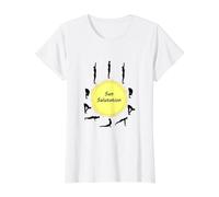 Poses de Salutation au Soleil T-Shirt Graphique avec Valeur, Femme, Blanc, S