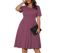 POSESHE Robe-t-Shirt d'été à Volants, décontractée, à Manches Courtes et Taille Empire, Coupe Ample, avec Poches pour Femmes, Grande Taille, XXX-Large Plus