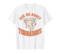 Posez-Moi des Questions sur la Conception de la météorologie des tornades et des tempêtes T-Shirt Graphique avec Valeur, Homme, Blanc, S