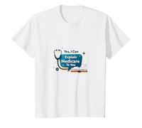 Posez-Moi des Questions sur l'assurance-maladie, Je Peux Vous l'expliquer T-Shirt, Enfant, Blanc, 3 Ans