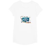 Posez-Moi des Questions sur l'assurance-maladie, Je Peux Vous l'expliquer T-Shirt, Fille, Blanc, XS