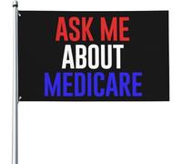 Posez-Moi Des Questions Sur Les Cadeaux Medicare Drapeau De Cour Éclatantes Drapeau De Festival Durable Bannières 90X150Cm Pour Accessoires Événement Dortoirs