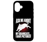 Posez-Moi des Questions sur Mes Grands-Parents J'Ai des Photos Cat Grandma Coque pour iPhone 16