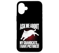 Posez-Moi des Questions sur Mes Grands-Parents J'Ai des Photos Cat Grandma Coque pour iPhone 16 Plus