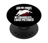 Posez-Moi des Questions sur Mes Grands-Parents J'Ai des Photos Cat Grandma PopSockets PopGrip Adhésif