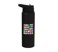 Posez-moi des questions sur mes incroyables mouvements de danse Funny Retro Groovy Cool Stainless Steel Insulated Water Bottle