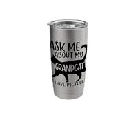 Posez-moi des questions sur mon grand-père, ma grand-mère, mon grand-père, mon père, mon chat, mon amour pour animaux de compagnie. Gobelet isotherme en acier inoxydable double paroi
