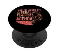 Posez-Moi des Questions sur Mon Programme féministe libéral Féminisme Féminin PopSockets PopGrip Adhésif