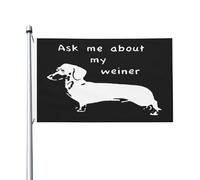 Posez-Moi Des Questions Sur Mon Teckel Drapeau De Jardin Décoratif Drapeaux Couleurs Vives Bannière Pour Extérieur Fête Intérieur 90X150Cm