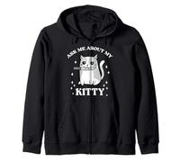 Posez-Moi des Questions sur My Kitty Funny Cat Lover Cat Dad Cat Mom Sweat à Capuche