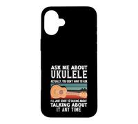 Posez-Moi Une Question à Propos de Ukulele It Any Time Retro Vintage Coque pour iPhone 16 Plus