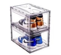 POSH Boîte à chaussures en plastique empilable, boîte de rangement magnétique pour baskets transparente (4)