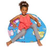 Posh Creations Beanbags Pouf poire en toile Motif animaux de la ferme Bleu Taille L 96,5 cm