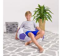 Posh Creations Beanbags Pouf poire Motif ballon de football Violet et blanc Taille M 68,6 cm