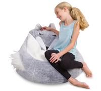 Posh Creations Pouf poire mignon, doux et confortable pour enfants, taille L, animal - Renard argenté