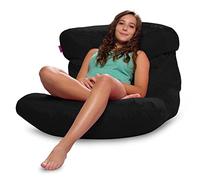 Posh Creations Pouf poire structuré confortable pour jouer, lire et regarder la télévision, chaise longue Laguna en microsuède - Noir