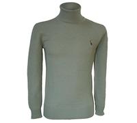 Posh Gear Hommes col roulé Pull Colloalto 100% Alpaga Laine, Blanc Vert, Taille S