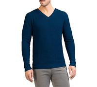 Posh Gear Hommes V-Neck Pull Maglione Alpaga Laine, Bleu foncé, Taille S