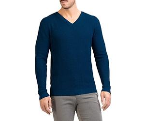 Posh Gear Hommes V-Neck Pull Maglione Alpaga Laine, Bleu foncé, Taille S