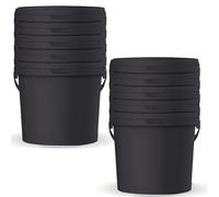 Posh Lot de 10 Seaux Noirs 10 L avec Couvercle - Qualité Alimentaire | Plastique Anti-Fuite, Inodore, Robuste, Stable et Hermétique, avec Anse, pour Atelier et Stockage