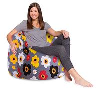 Posh Pouf poire en toile Motif fleurs multicolores Gris Taille XL 122 cm
