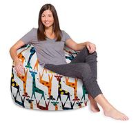 Posh Pouf poire en toile Motif girafes Blanc Taille XL 122 cm
