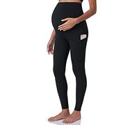 POSHDIVAH Legging d'entraînement de maternité pour Femme - Pantalon de Yoga avec Poches - Pantalon de Travail Doux, Noir, Taille S