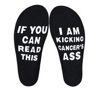 Poshzone Chaussettes contre le cancer, chaussettes chimiothérapie, aide au cancer, cadeaux fantaisie pour le cancer, cadeau de survivant du cancer, cadeau de chimiothérapie, blanc, taille unique