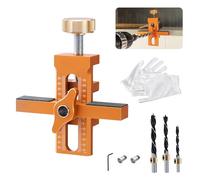 Posicionador De Instalación De Puertas De Gabinete Ajustable, Con 3 Brocas Y Guantes De Trabajo Plantilla De Mango Plantilla De Hardware Versátil Aleación De Aluminio Herramientas De Carpintería