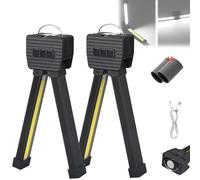Posing Lampe Gym, Magnet Portable Gym Lamp with 7th Gear Dimming, Waterproof 180 Degree Folding USB Rechargeable Worklight with Hanging Hook for Fitness Camping Flashlight Outdoor(2pcs)